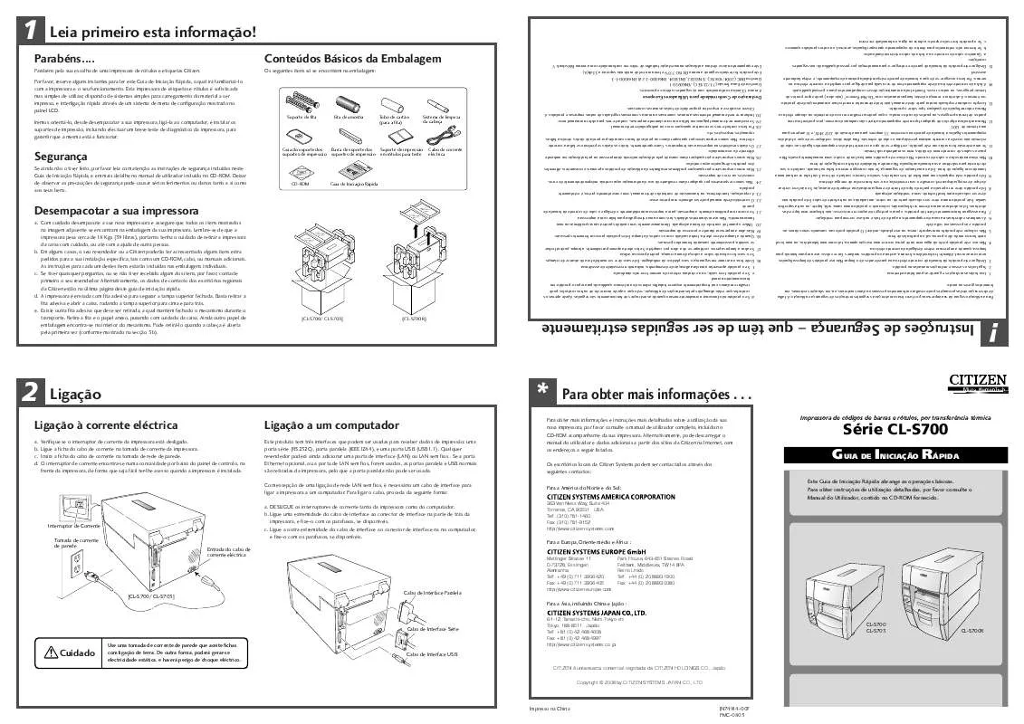 Mode d'emploi CITIZEN CL-S700