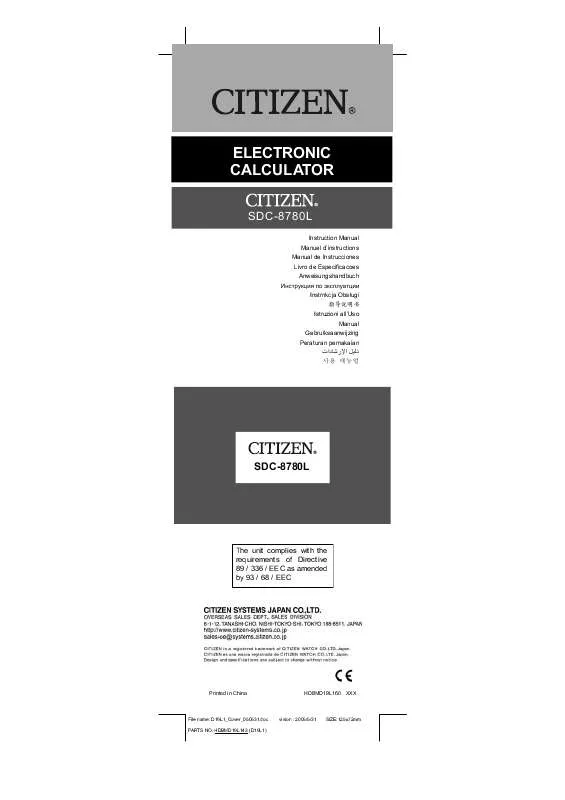 Mode d'emploi CITIZEN SDC-8780L