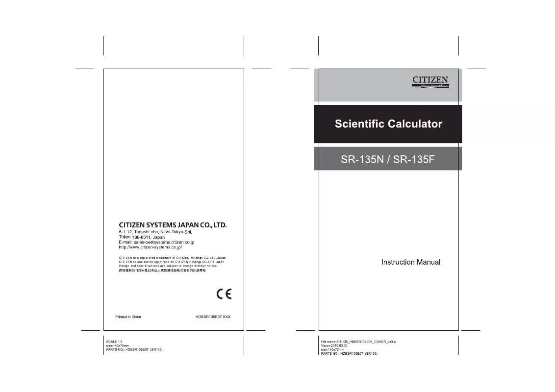 Mode d'emploi CITIZEN SR-135