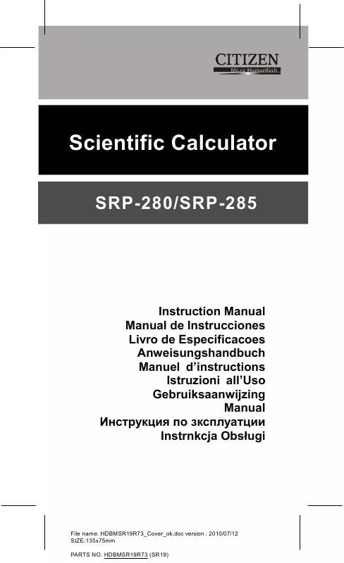 Mode d'emploi CITIZEN SRP-280