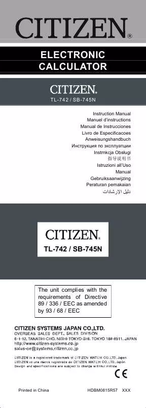 Mode d'emploi CITIZEN TL-742