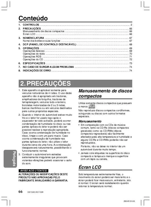 Mode d'emploi CLARION DB158R