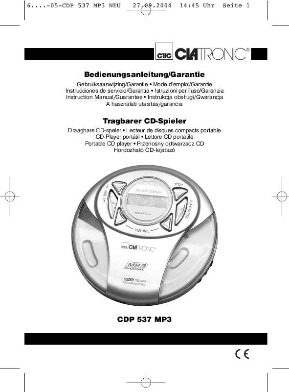 Mode d'emploi CLATRONIC CDP 537 MP3