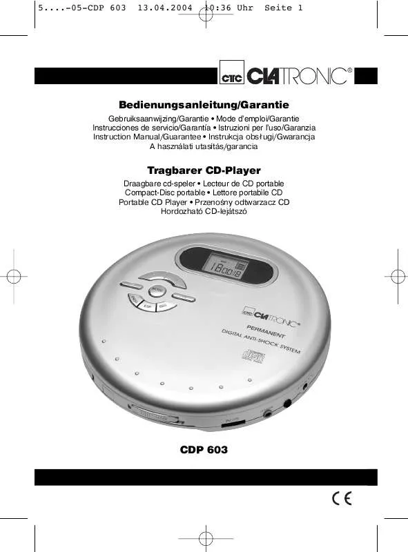 Mode d'emploi CLATRONIC CDP 603