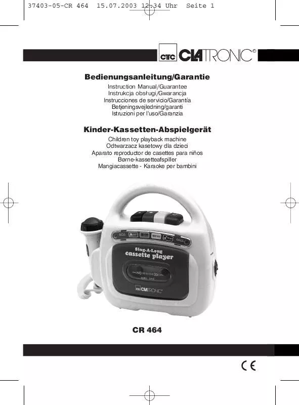 Mode d'emploi CLATRONIC CR 464