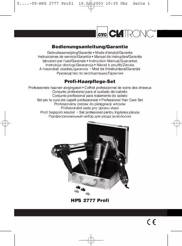 Mode d'emploi CLATRONIC HPS 2777