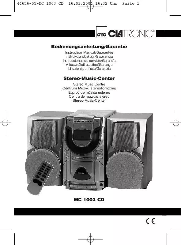 Mode d'emploi CLATRONIC MC 1003 CD