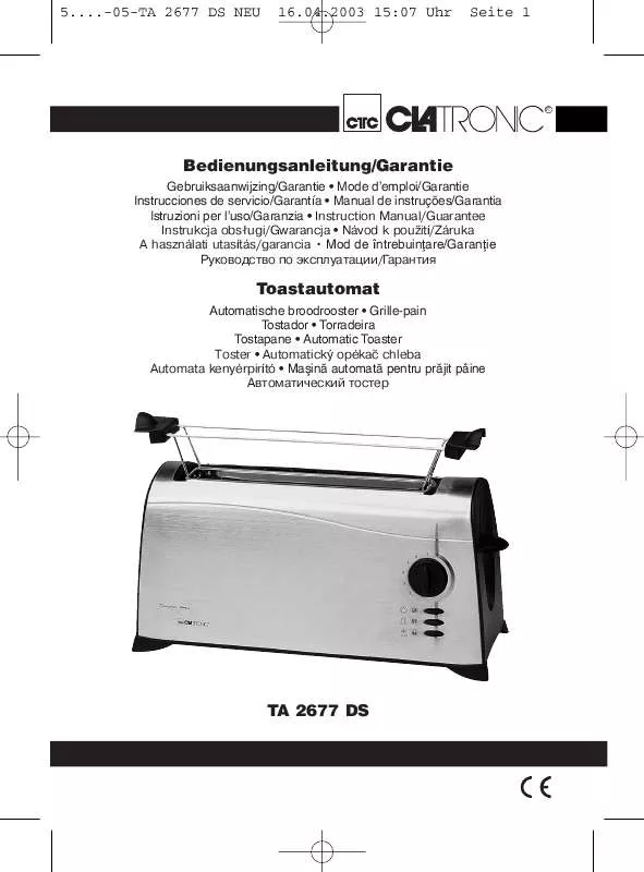 Mode d'emploi CLATRONIC TA 2677