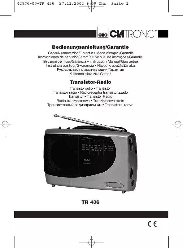 Mode d'emploi CLATRONIC TR 436