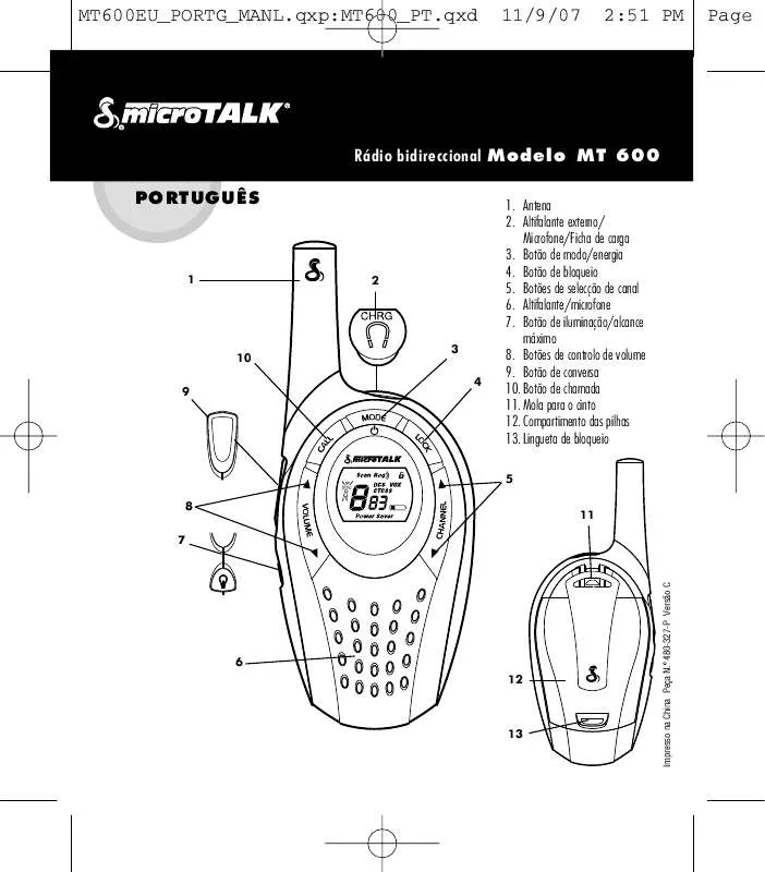 Mode d'emploi COBRA MICROTALK MT 600