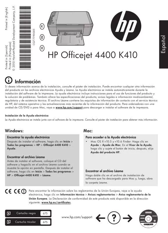 Mode d'emploi COMPAQ OFFICEJET 4400 K410