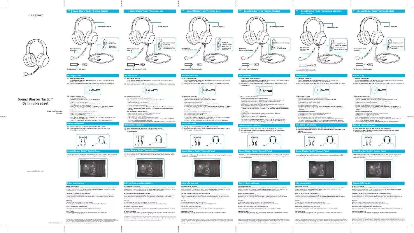 Mode d'emploi CREATIVE SOUND BLASTER TACTIC3D SIGMA