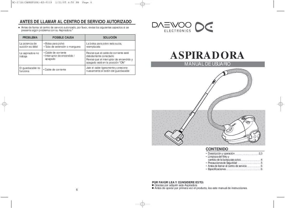 Mode d'emploi DAEWOO RC-371B