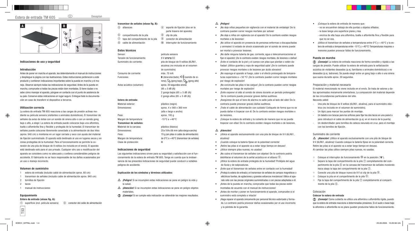 Mode d'emploi DEXAPLAN TM 605