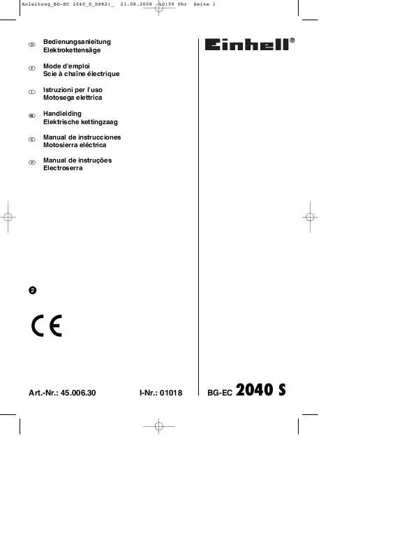 Mode d'emploi EINHELL BG-EC 2040 S