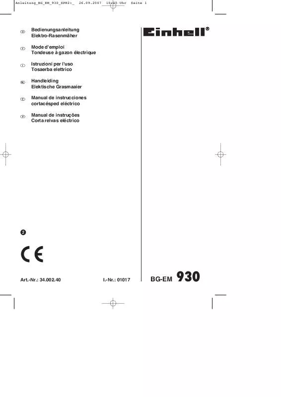 Mode d'emploi EINHELL BG-EM 930