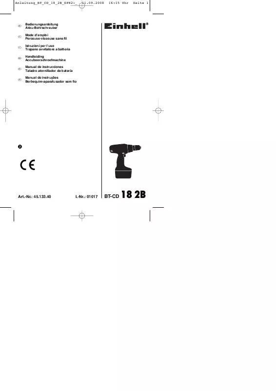 Mode d'emploi EINHELL BT-CD 18 2B