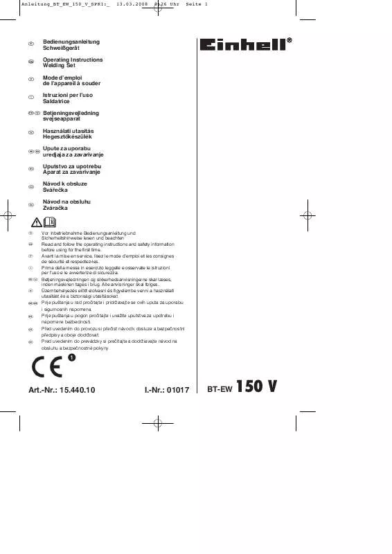 Mode d'emploi EINHELL BT-EW 150 V