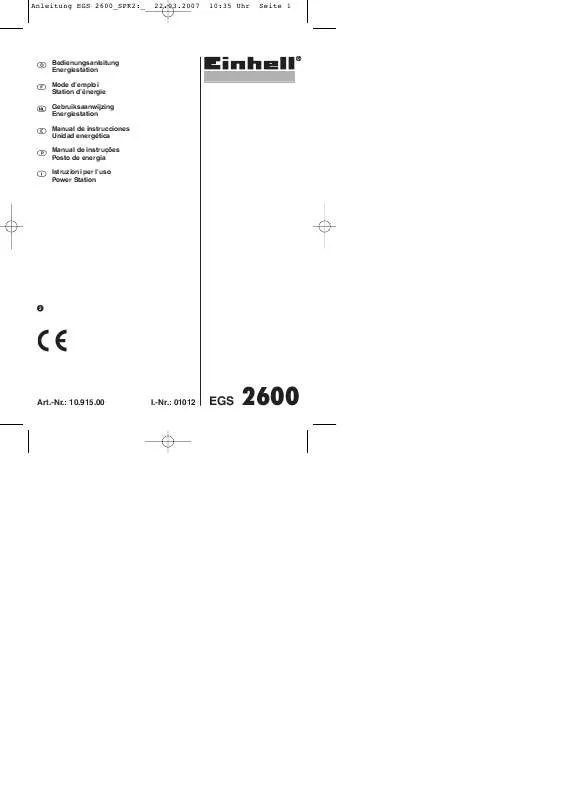 Mode d'emploi EINHELL EGS 2600