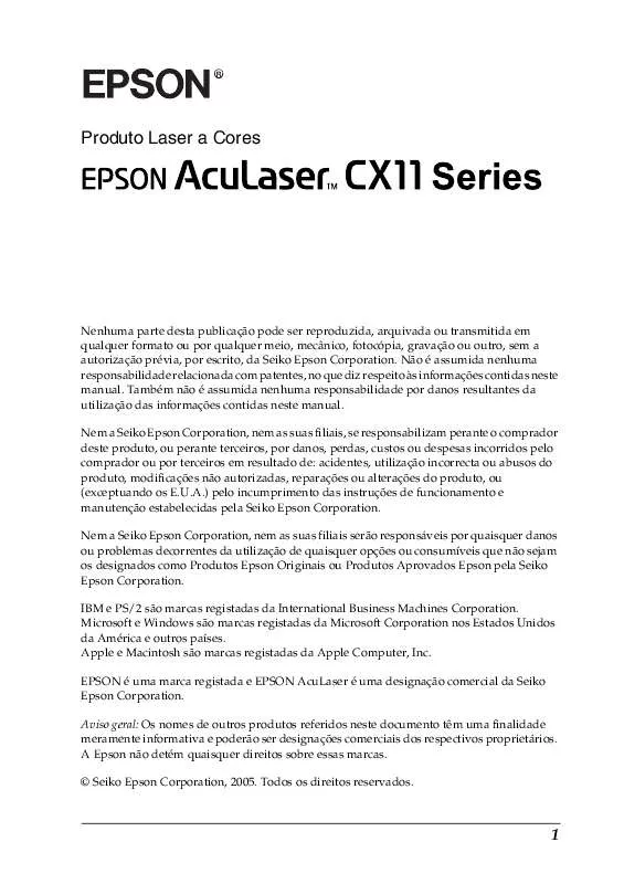 Mode d'emploi EPSON ACULASER CX11N