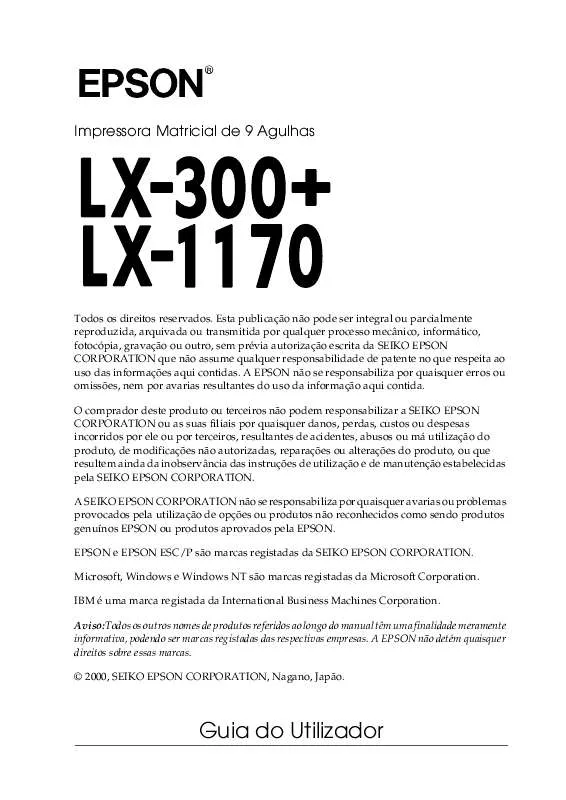 Mode d'emploi EPSON LX-1170