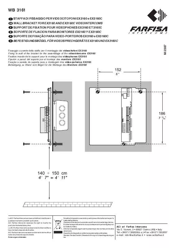 Mode d'emploi FARFISA WB 3161