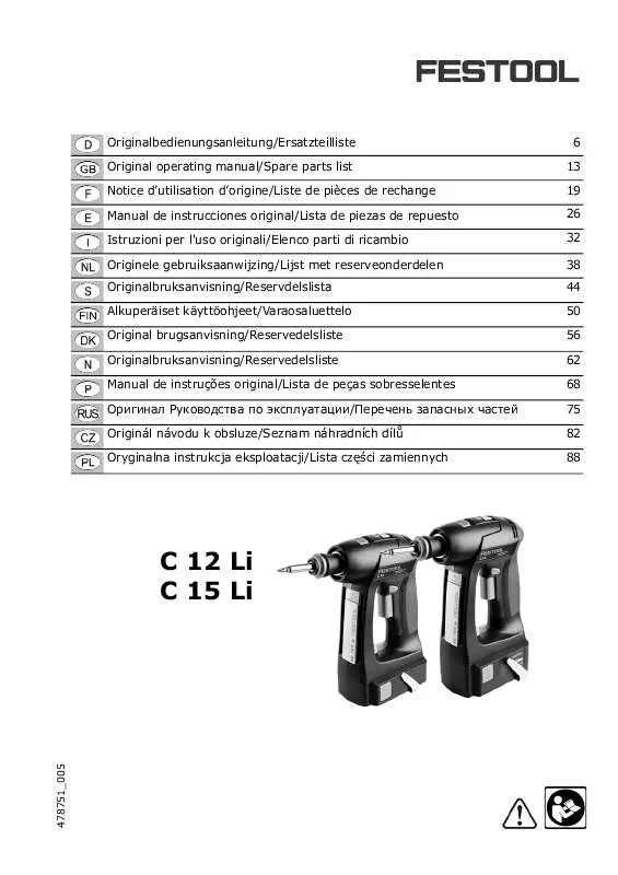 Mode d'emploi FESTOOL C 12 LI