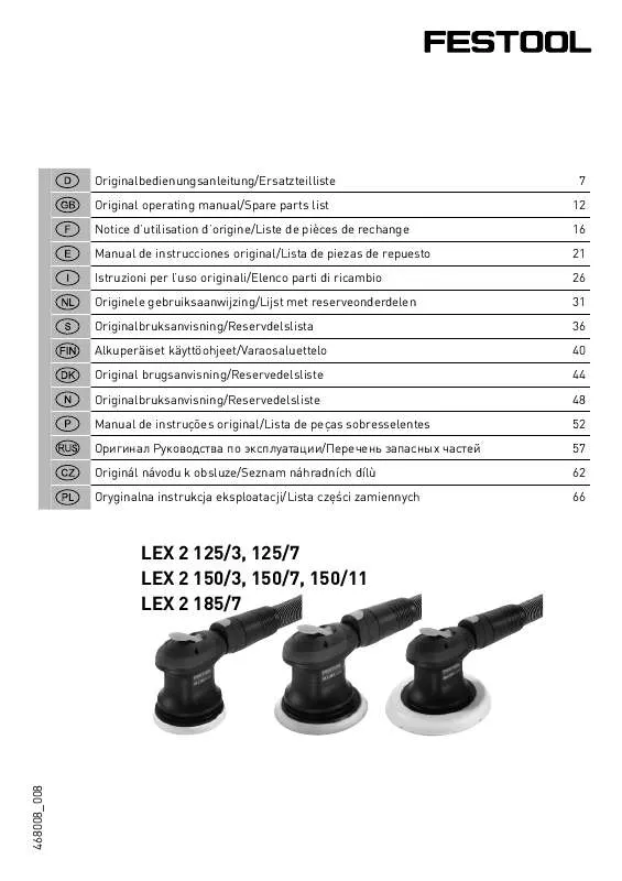 Mode d'emploi FESTOOL LEX 2 125-3