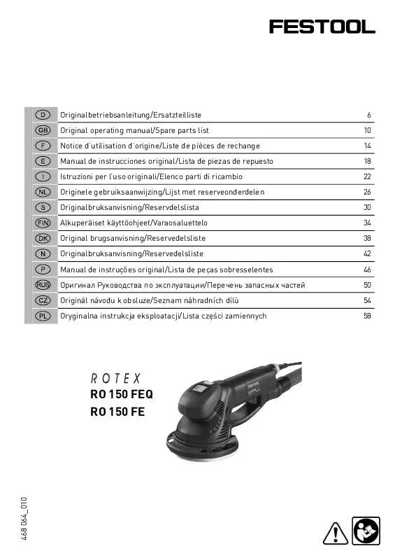 Mode d'emploi FESTOOL RO 150 FE