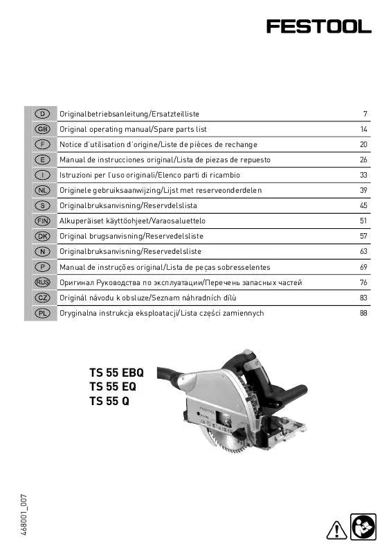 Mode d'emploi FESTOOL TS 55 EQ