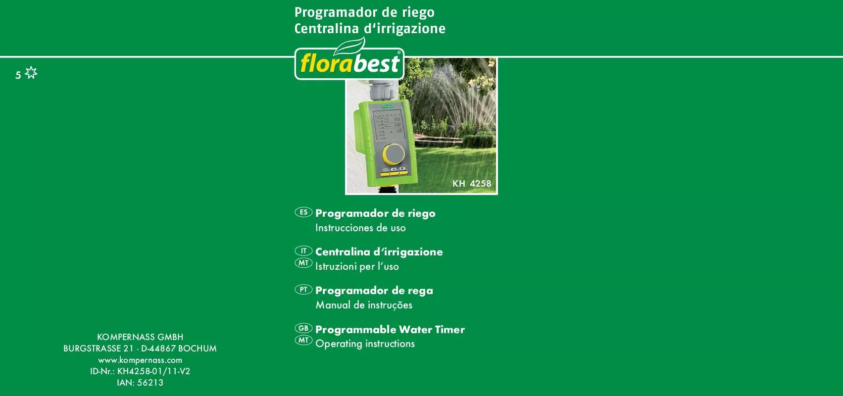 Mode d'emploi FLORABEST KH 4258 PROGRAMMABLE WATER TIMER