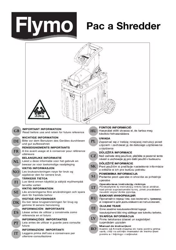 Mode d'emploi FLYMO PAC A SHREDDER