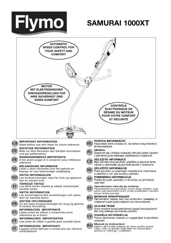 Mode d'emploi FLYMO SAMURAI 1000 XT