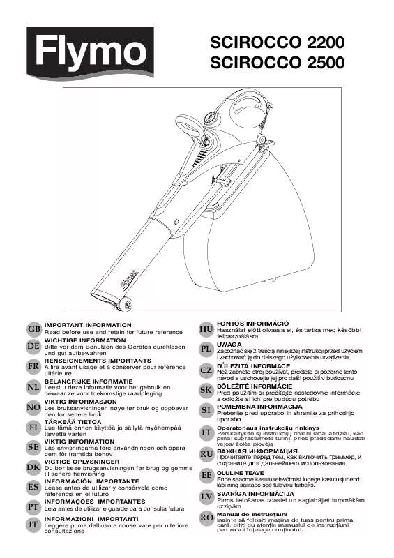Mode d'emploi FLYMO SCIROCCO 2200