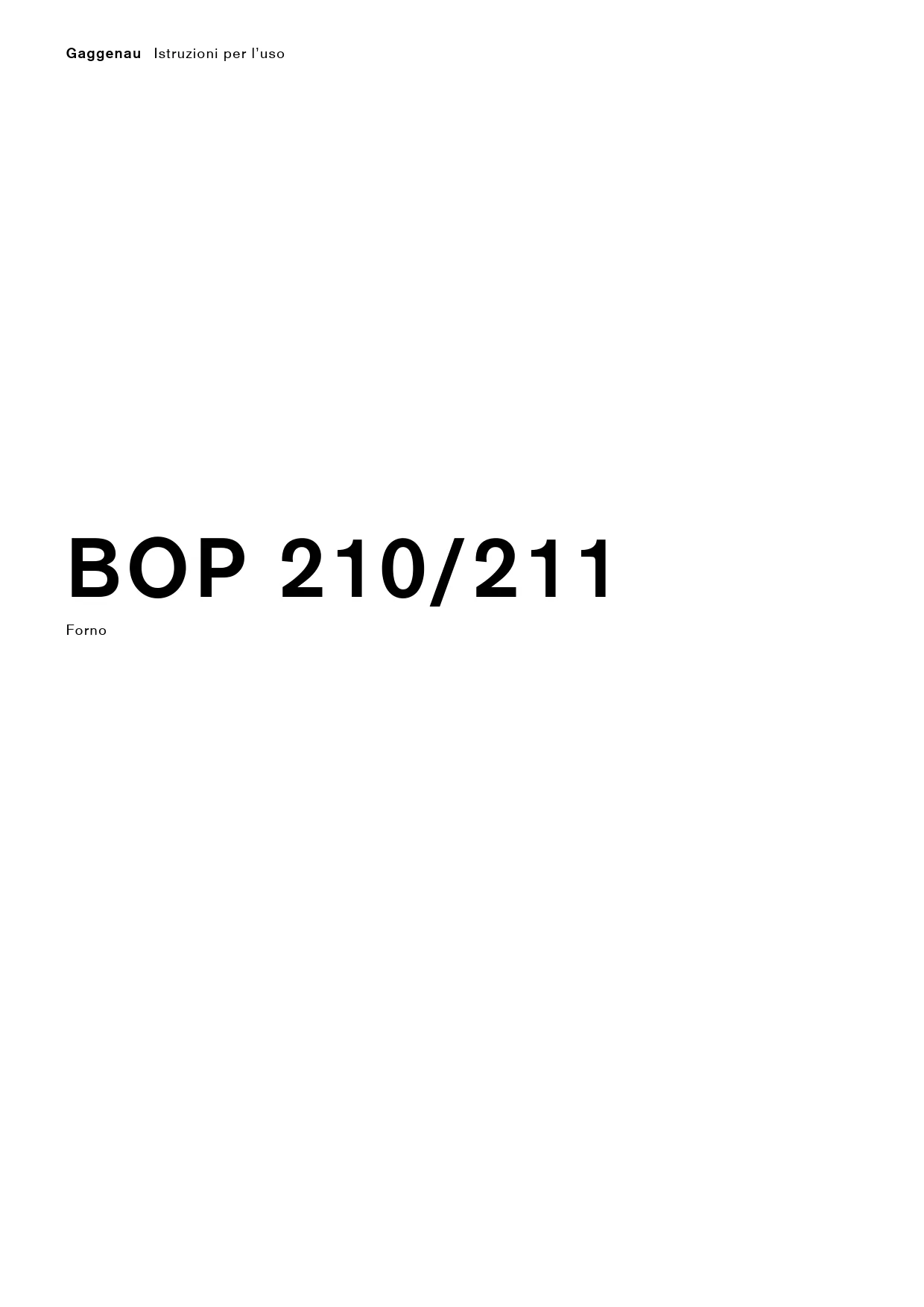 Mode d'emploi GAGGENAU BOP 210 111