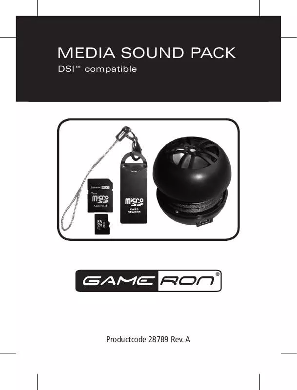 Mode d'emploi GAMERON MEDIA SOUND PACK