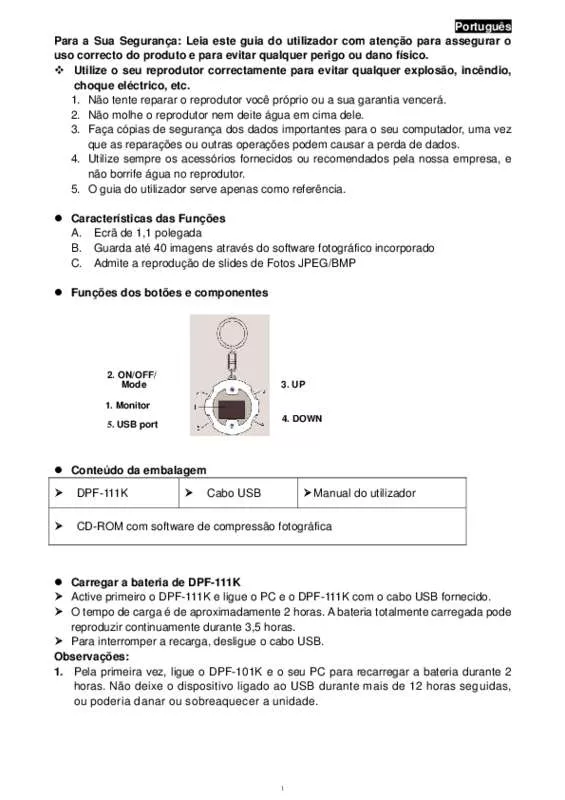 Mode d'emploi GENIUS DPF-111K