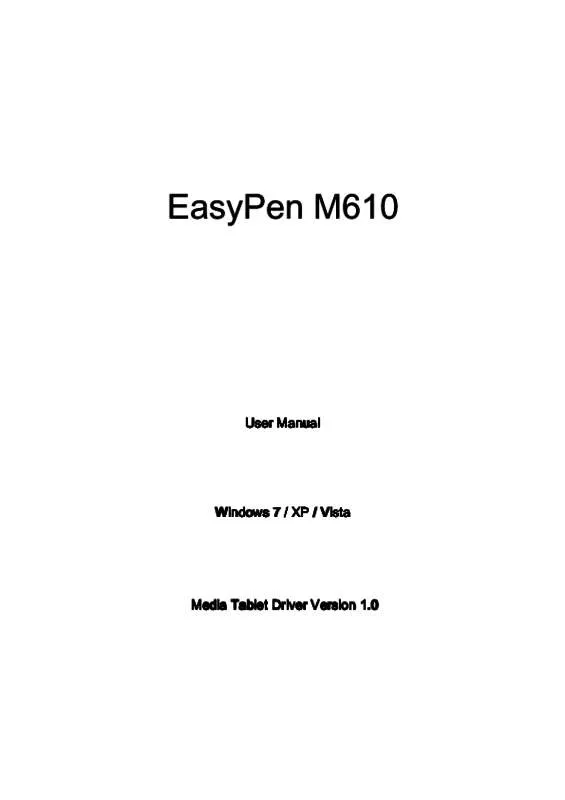 Mode d'emploi GENIUS EASYPEN M610