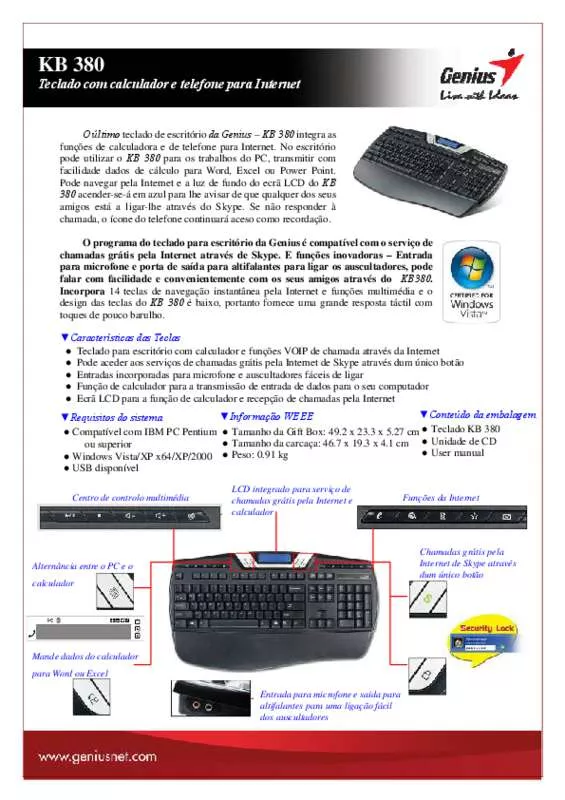 Mode d'emploi GENIUS KB-380