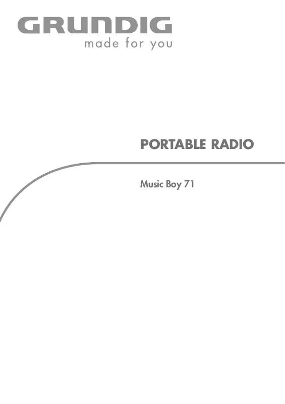 Mode d'emploi GRUNDIG MUSIC BOY 71