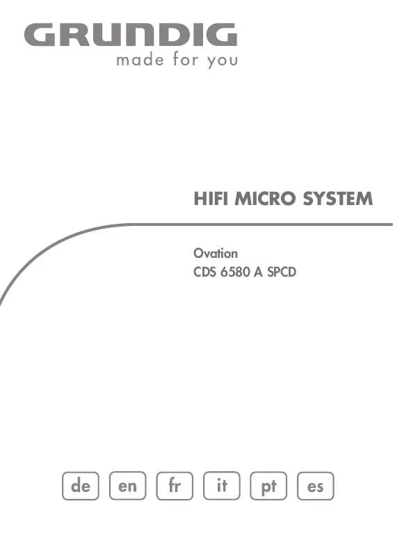 Mode d'emploi GRUNDIG OVATION CDS 6580 A SPCD