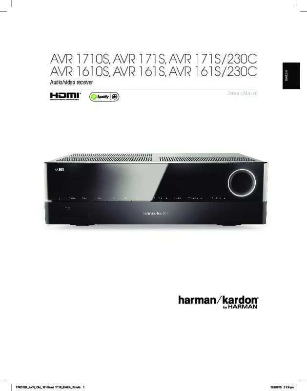 Mode d'emploi HARMAN KARDON AVR 161S