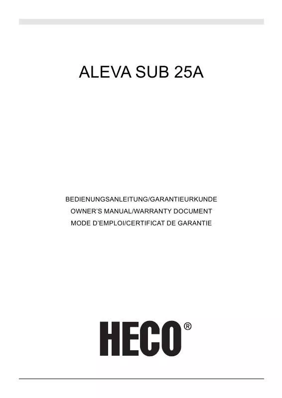 Mode d'emploi HECO ALEVA SUB 25A