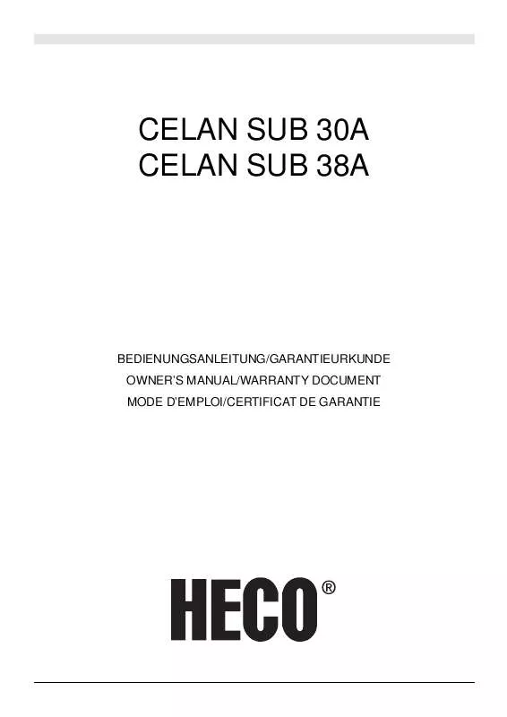 Mode d'emploi HECO CELAN SUB 30A