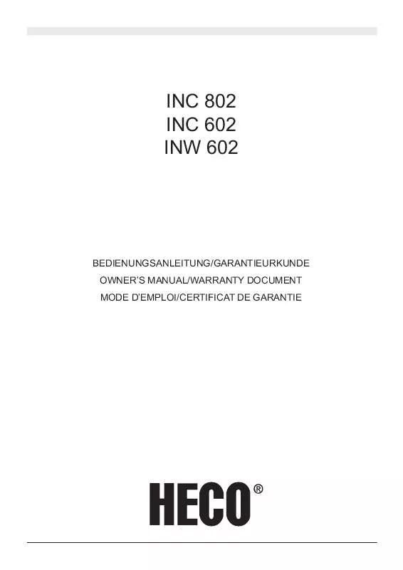 Mode d'emploi HECO INC 802