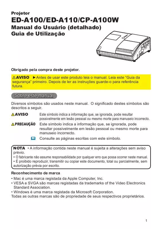 Mode d'emploi HITACHI CP-A100W