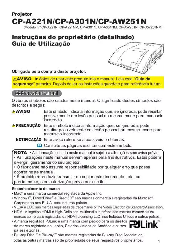 Mode d'emploi HITACHI CP-A301NM