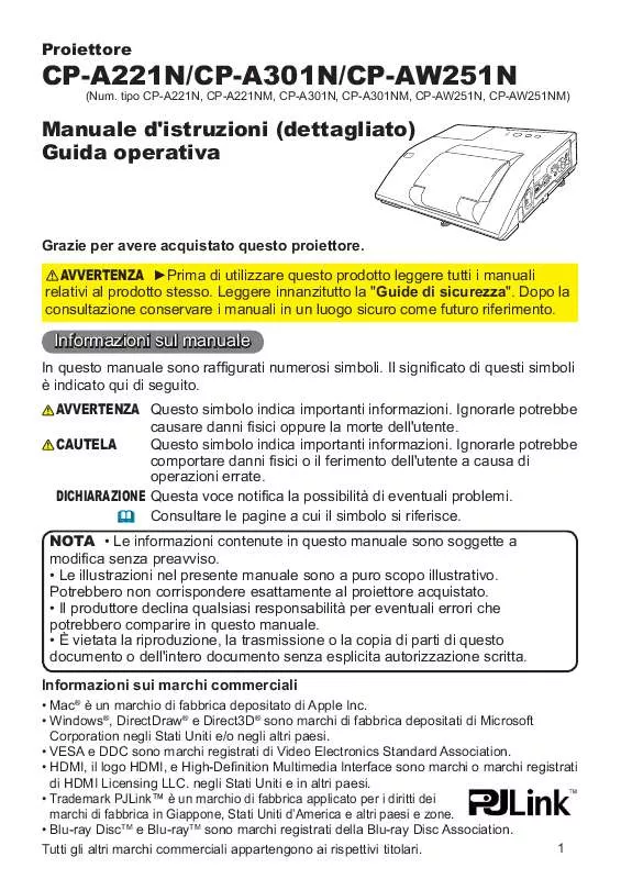 Mode d'emploi HITACHI CP-AW251NM