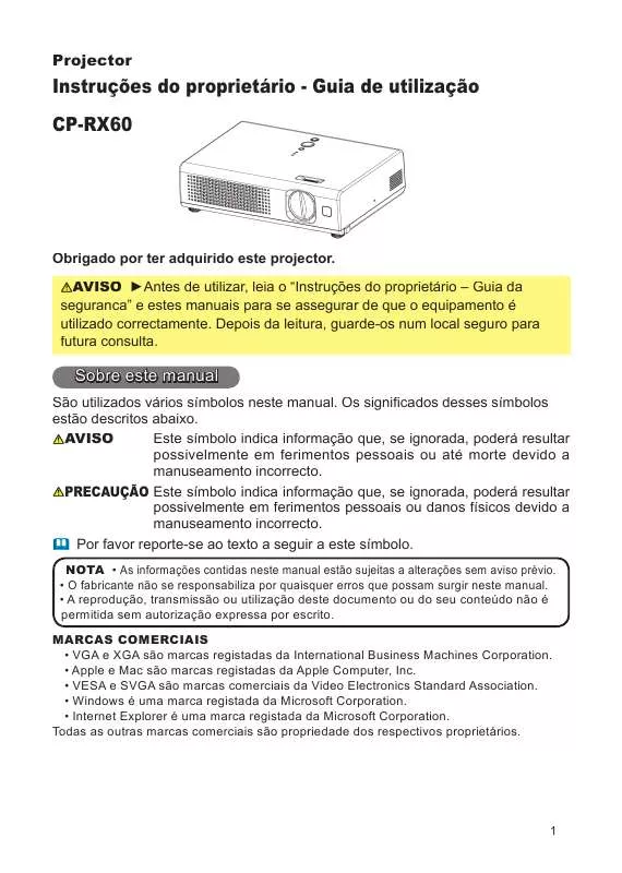 Mode d'emploi HITACHI CP-RX60Z