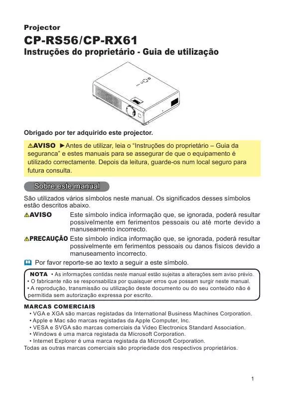 Mode d'emploi HITACHI CP-RX61W